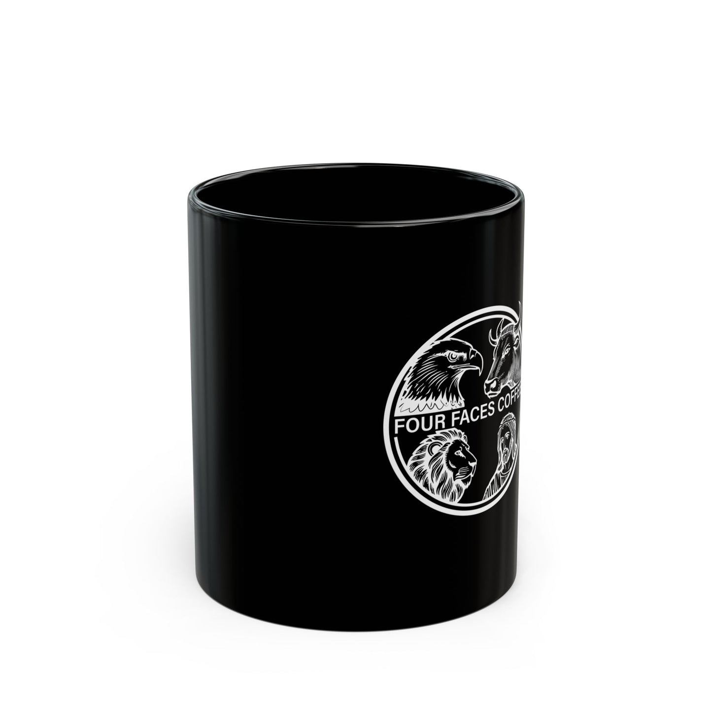 Four Faces Black Mug (11oz)