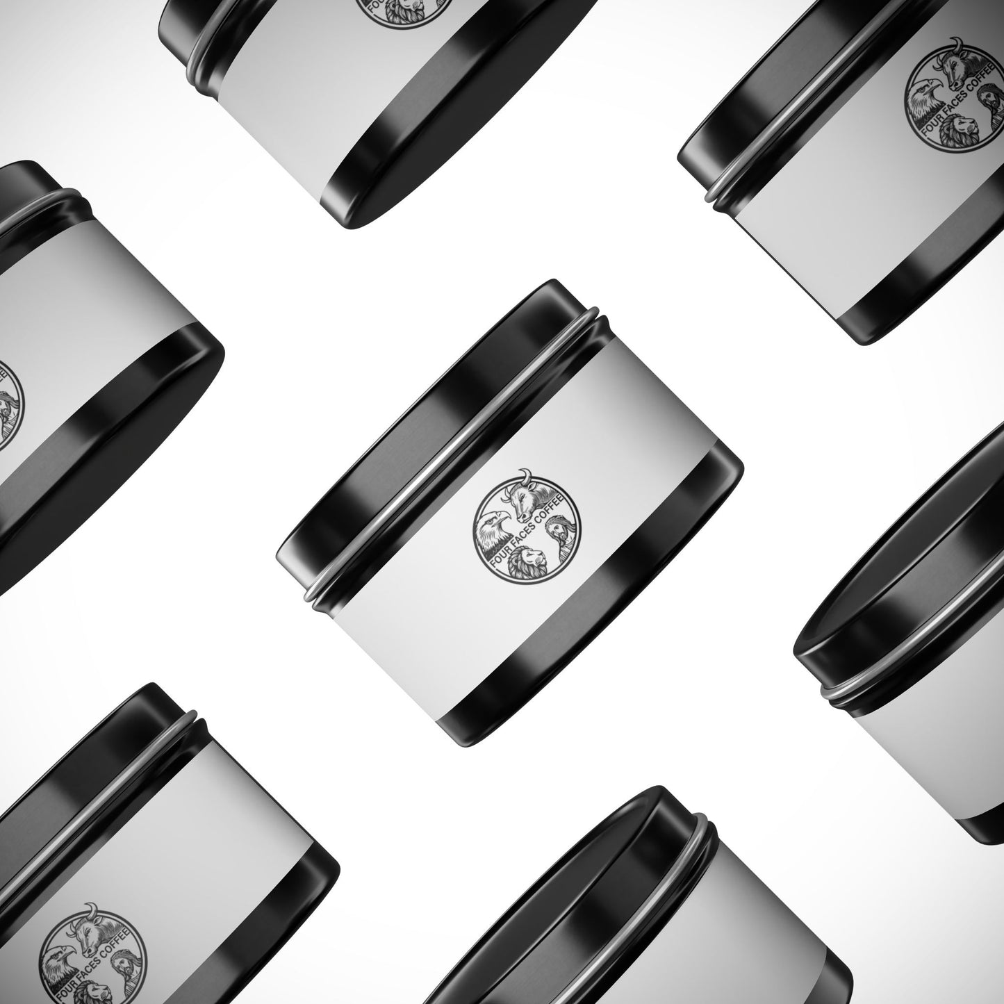 Four Faces Coffee--Elegant Tin Candles - Perfect for Home Decor & Gifts