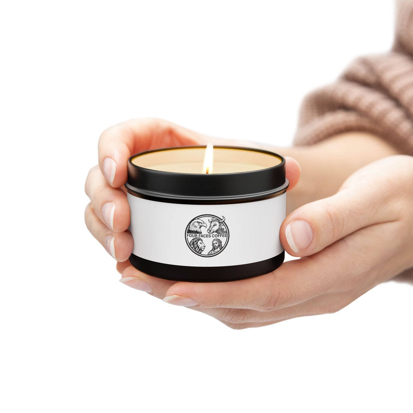 Four Faces Coffee--Elegant Tin Candles - Perfect for Home Decor & Gifts